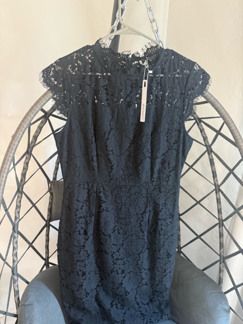 Lace work Dress - Black
